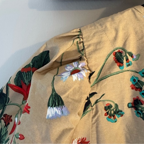 Anthropologie Somerset Dress 🌸 Size M • Floral Maxi Cotton 🌿 Tan Red Print - Picture 15 of 16